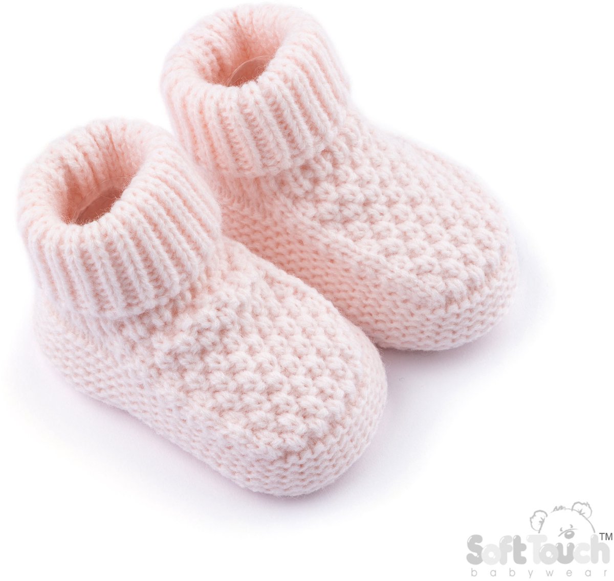 Soft Touch Babyslofjes "Elegance" Ribbed Slof Slofje 6 Maanden (10 cm) Baby Roze ABO712