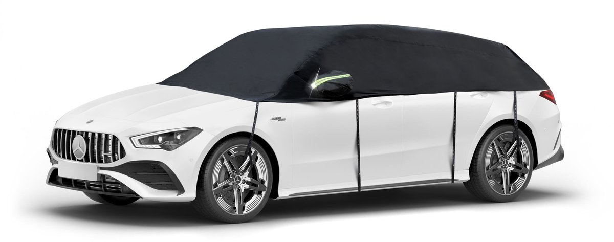 Walser Dekzeil voor auto All Weather - autozeil halve garage Maat 5 Combi zwart