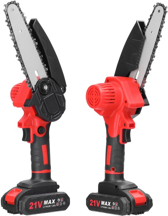 21V Mini Kettingzaag - 6 Inch Snoeizaag Draadloos - Incl. 2 Accu’s & Oplader - Veiligheidsslot - Compact & Lichtgewicht - Met Draagkoffer van VONROC — afbeelding 2