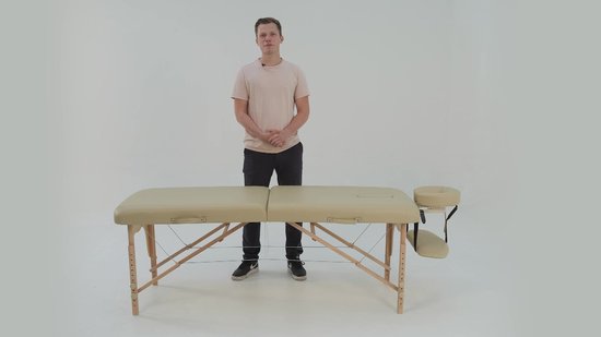 ZenGrowth® Gavia Massagetafel Beige – Traagschuim matras - Incl. Draagtas met wielen – 213cm x 70cm – Hoogte verstelbaar 60 tot 89 cm – Behandeltafel