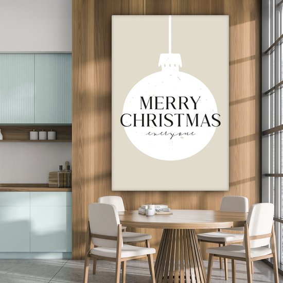Canvas schilderij 90x140 cm - Wanddecoratie Christmas - Japandi - Witte kerstballen - Muurdecoratie woonkamer - Slaapkamer decoratie - Kamer accessoires - Schilderijen op canvas - Kerstdecoratie voor binnen - Kerstversiering - Kerstmis versiering