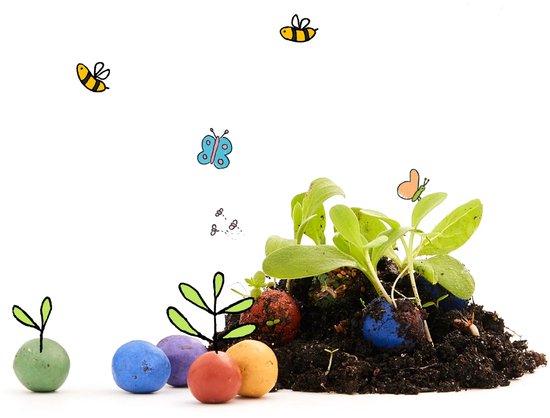 Bloemenknikkers - 100 Losse Kleurrijke Zaadbommen - handgemaakt - Zaadbommetjes, Bloembommetjes, Seedbombs