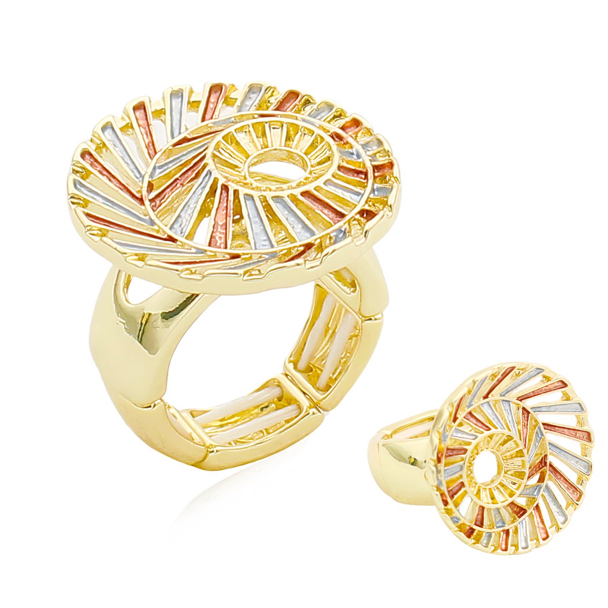 Damesring – Ronde Ring met Zonnestraal Design – Milieuvriendelijke Legering