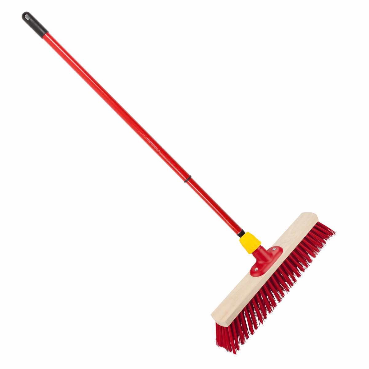 Buemag straatbezem / buitenbezem - rood elaston vezel - hout - B40 cm - met metalen telescoopsteel rood - 80 - 130 cm - Harde buitenbezems