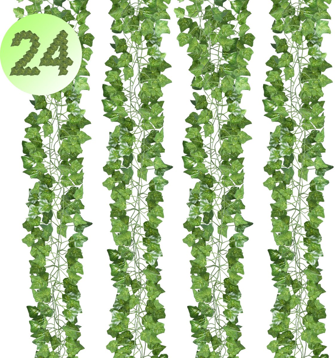 Klimop Slinger - 24x Hedera Kunsthaag - Binnen & Buiten - Kamer Decoratie - Kunstplanten -