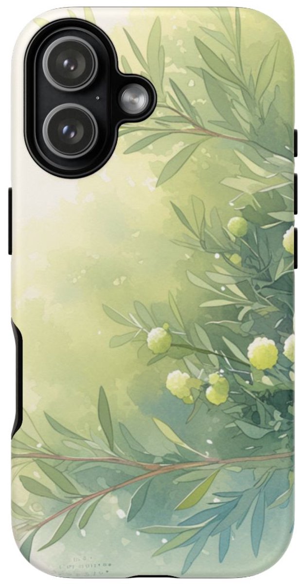 Groene Botanische Aquarel Illustratie – Telefoonhoesje Geschikt voor iPhone 17