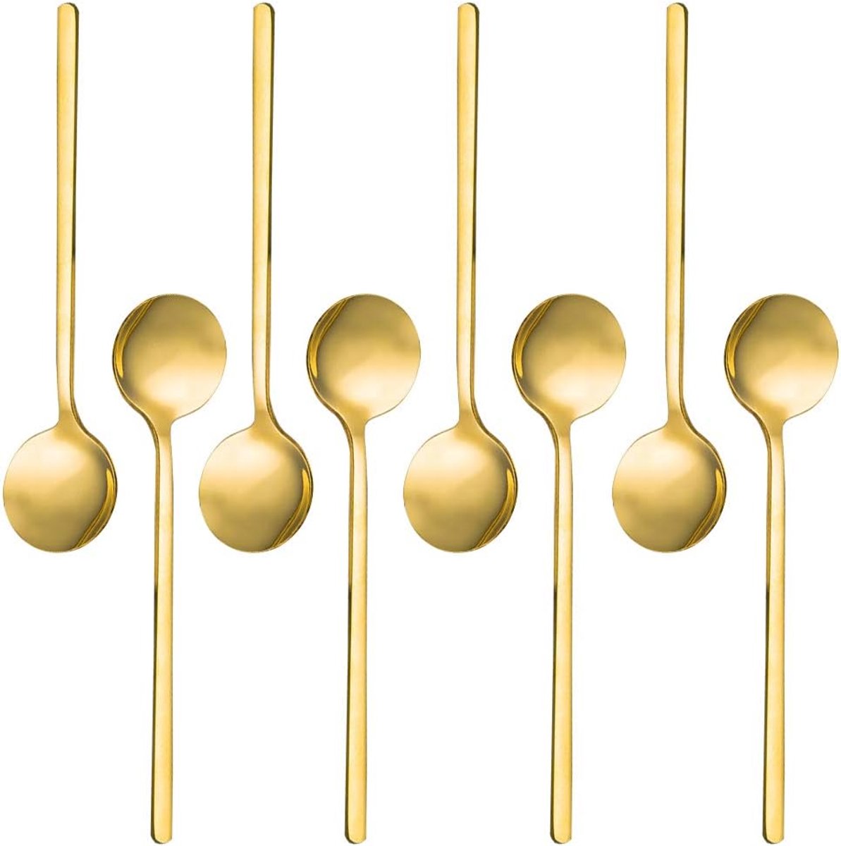 Cuhostki 8Pcs Gold Plated Stainless Steel Spoon Mirror Polished 13cm