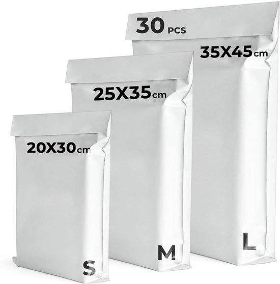 Verzendzakken Vintage 30 stuks - Zelfklevend en duurzaam - 3 verschillende maten - Ideaal voor pakketten - Kleding schoenen boeken