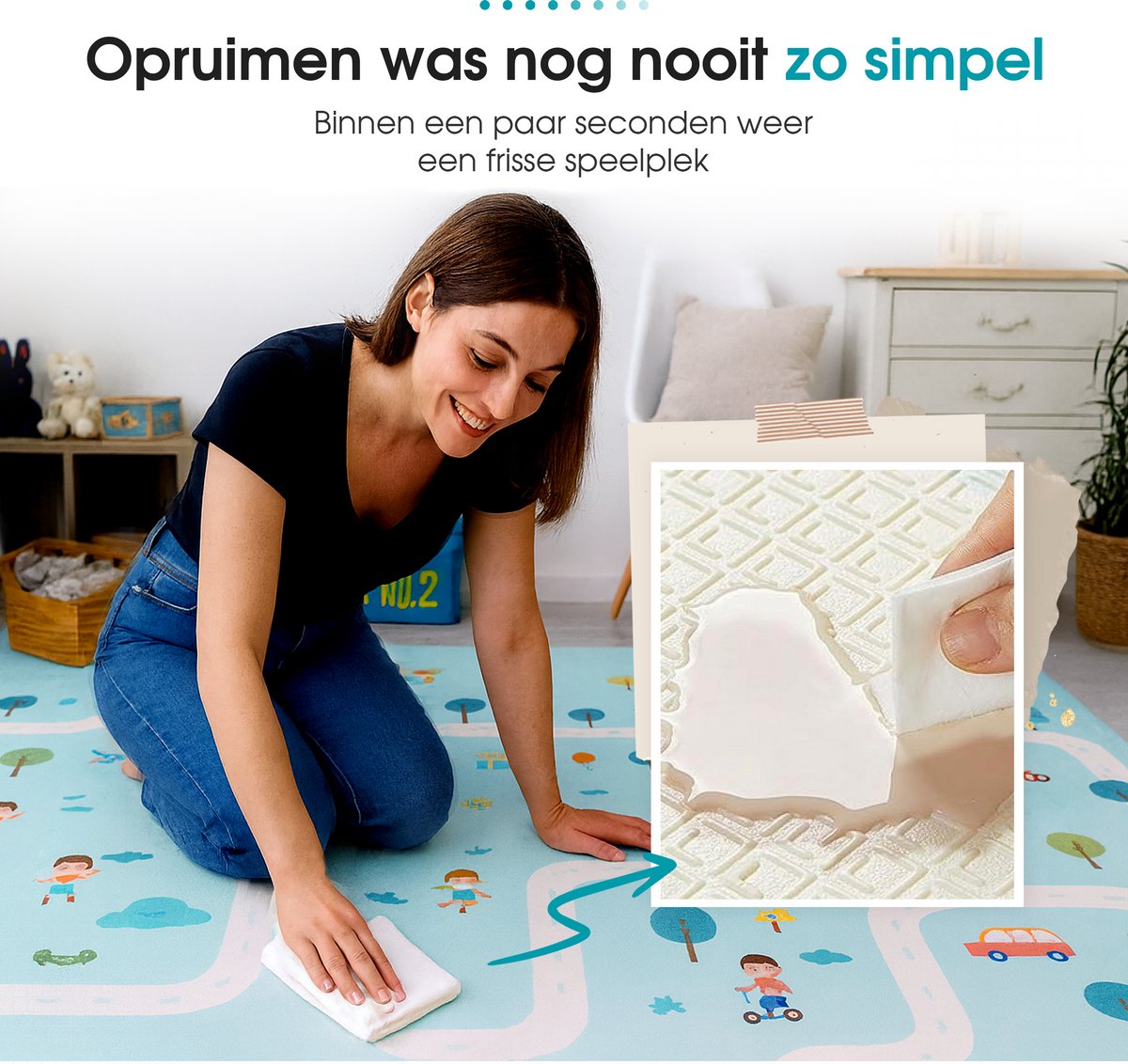 Speelmat – Speelkleed - Babygym Kinderen – Zachte Kruipmat met autowegen en dieren – Boxkleed - Speelmat foam - Baby - Opvouwbaar - 150x200 cm - Babyshower - Inclusief opbergtas — afbeelding 3