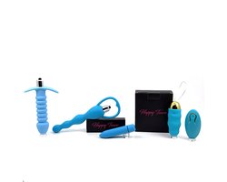 Happy Tears© - Set Vibromasseur pour Couples – Set Érotique – Plug Anal, Bullet et Vibromasseur de Luxe – Excitant et Défi – Blauw