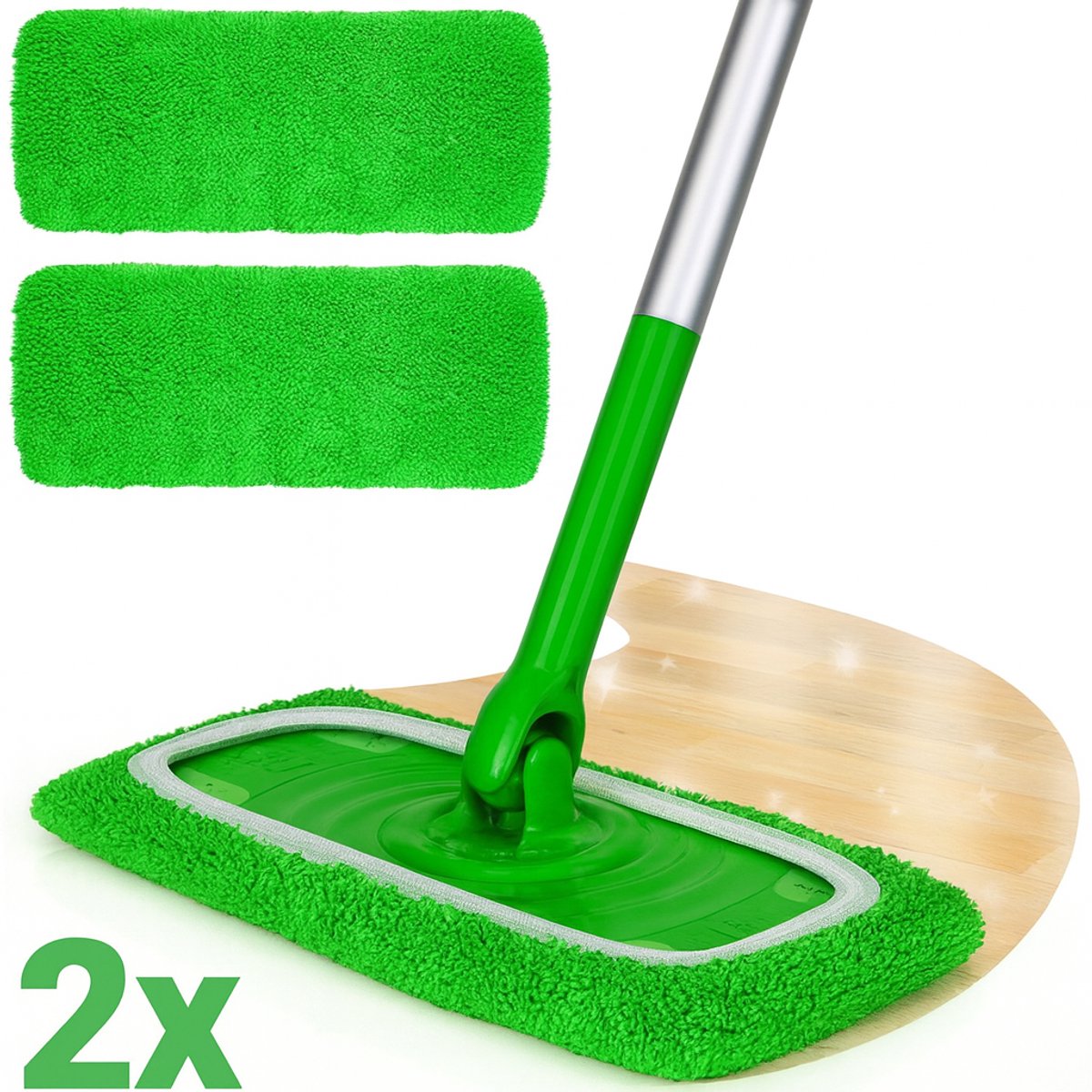 Glissimo - Herbruikbare katoenen mopdoeken geschikt voor Swiffer Sweeper Mop - Set van 2stuks - Extra dik en absorberend - Geschikt voor nat en droog gebruik - Duurzaam, wasbaar en milieuvriendelijk - Perfecte pasvorm en langdurige reiniging