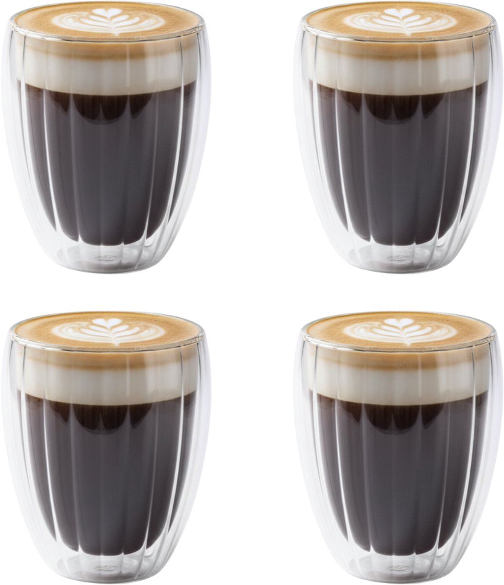 Betrahan Handgeblazen Dubbelwandige Glazen - 350ML Set van 4 - Theeglazen - Koffieglazen - Latte Machiatto Glazen