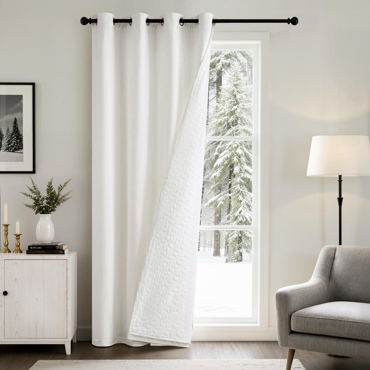 Ibenzoa Luxe dubbele gordijnen van fluweel voor warmte- en lichtisolatie in huis wit