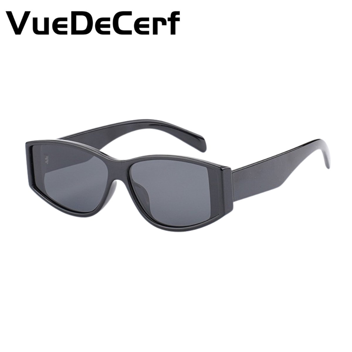 VueDeCerf zonnebril voor mannen en vrouwen - CAT 3 zonnebril - UV380 - Cat Eye - Zwart montuur met grijze lenzen