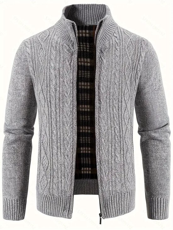 vesten voor heren, dikke trui, volledige rits, opstaande kraag met