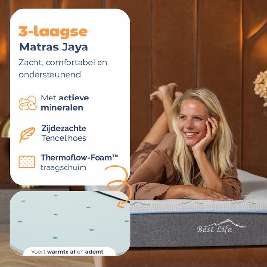Matelas Best Life 120x200 - Mousse à mémoire de forme et mousse froide - 18 cm - 3 couches
