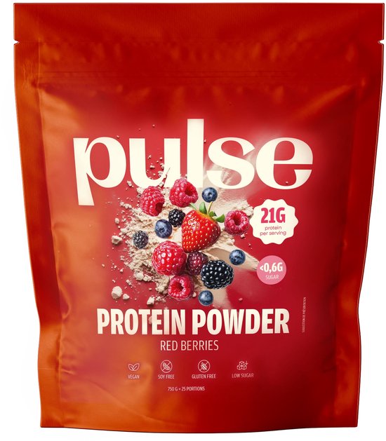 Pulse Protein - Protein powder Red berries - Vegan - Eiwip poeder - Eiwitshake - 750g
