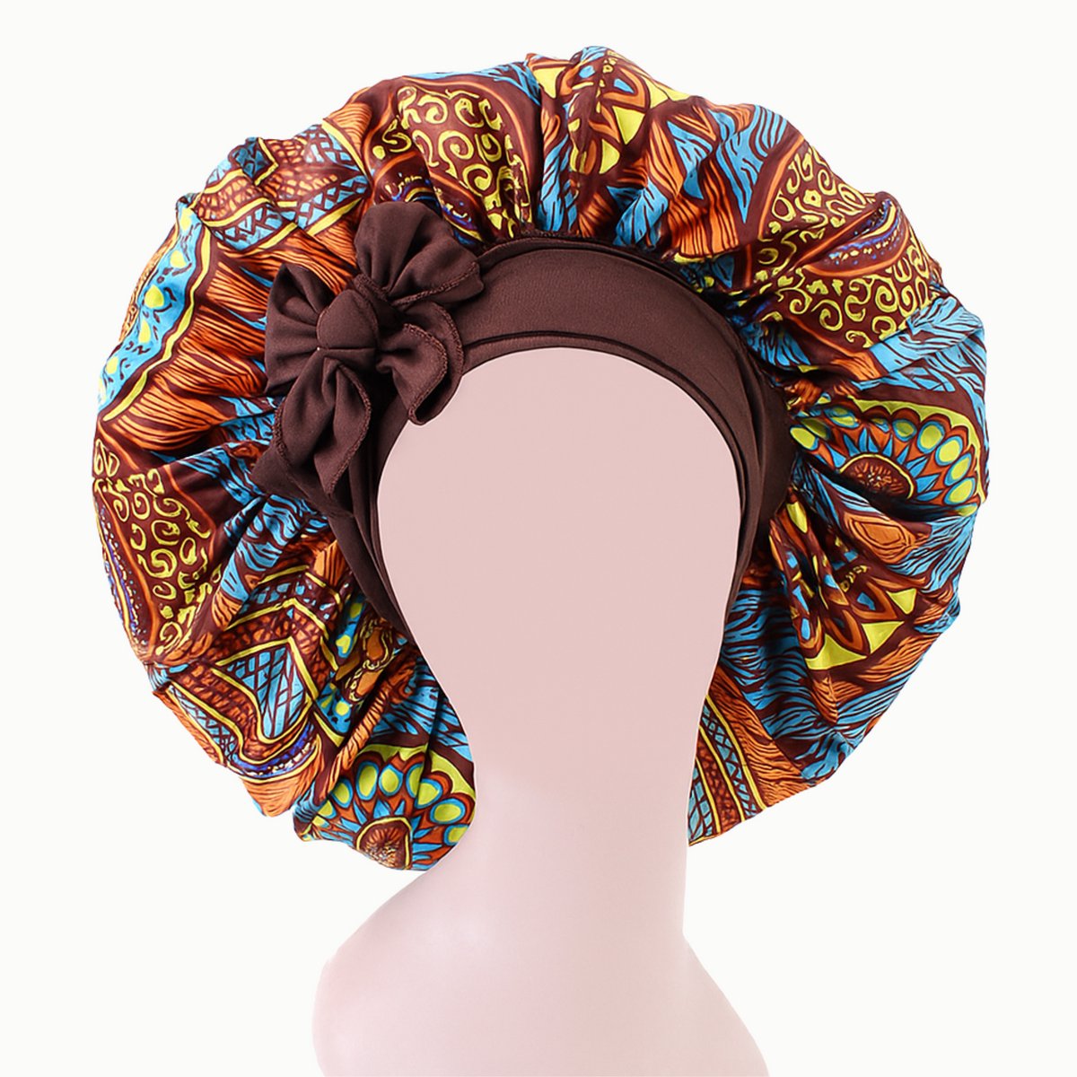 YUBBI Bonnet XL Slaapmuts - Elastische Hoofdband - Nachtmuts - Haarverzorging - Bruin