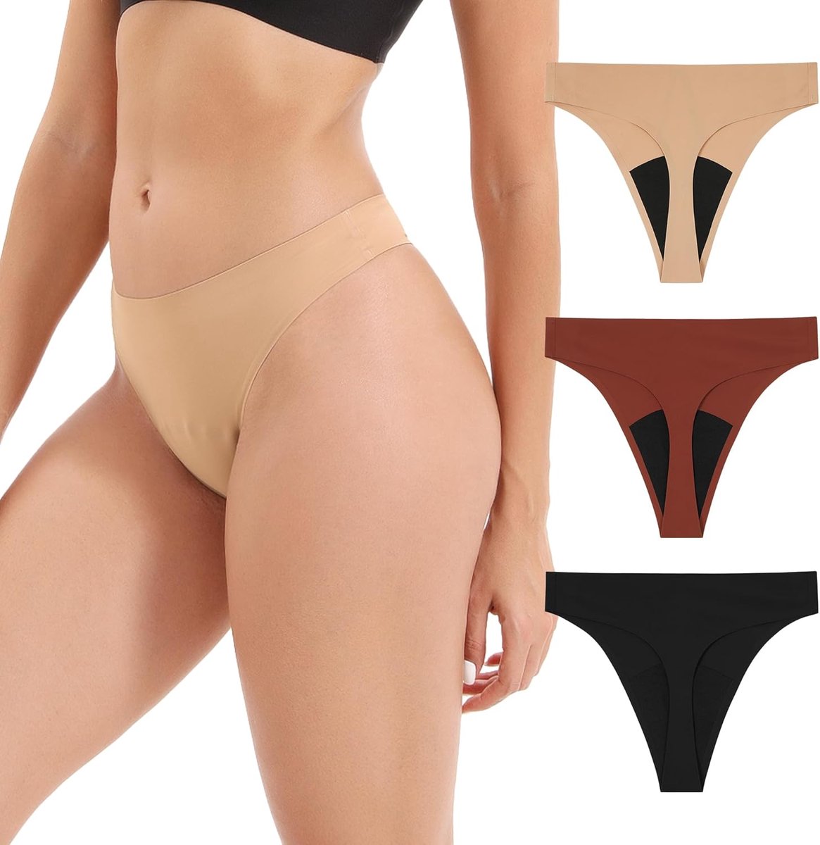 Menstruatieondergoed String Naadloos 3-Pack
