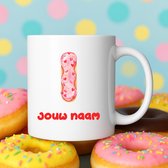 Mok - Donut letter I – Gepersonaliseerd met naam – Grappige Mokken