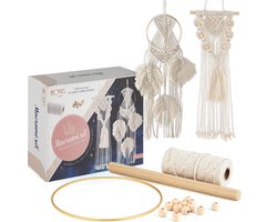 Macramé Set 2in1 - Wandkleed & Dromenvanger - Home Deco Knutselen - DIY Knutselpakket Volwassenen - Creatief & Ontspanning - Joya Creative