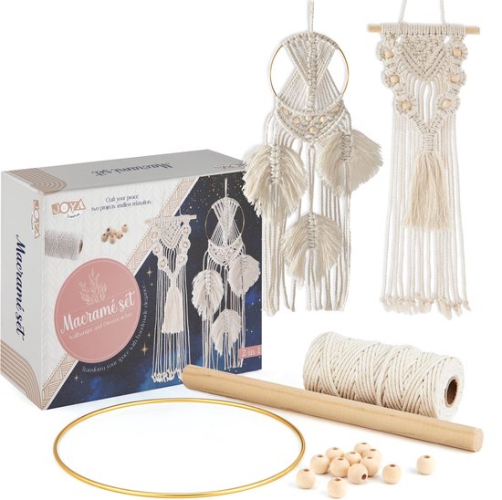 Joya Creative Macramé Set 2in1 - Wandkleed & Dromenvanger - Home Deco Knutselen - DIY Knutselpakket Volwassenen - Creatief & Ontspanning