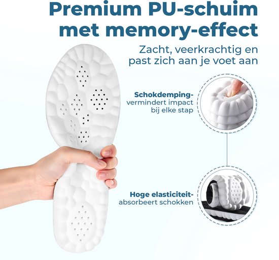 Shoeple Comfort Inlegzolen – Zachte Memory Foam Inlegzolen met Schokdemping – Ideaal voor Werkschoenen & Sneakers – Maat 45/46