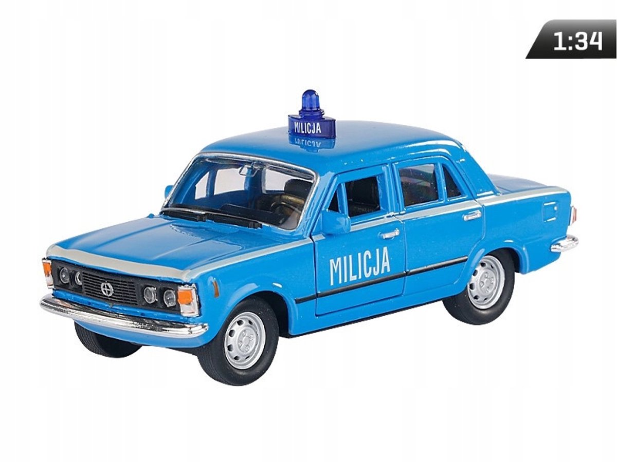 Modelauto Fiat 125p Milicja PRL Blauw 1:34