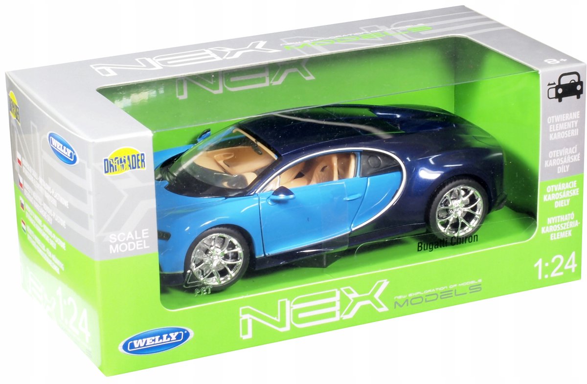 Welly Bugatti Chiron Modelauto 1:24 - Metaal met Openende Deuren