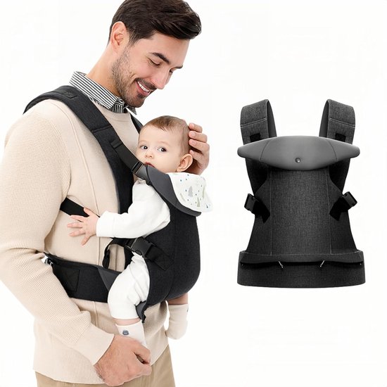 Baby Draagzak - Ergonomisch & Verstelbaar - Geschikt voor 3-36 Maanden (3-15 kg) - Zwart