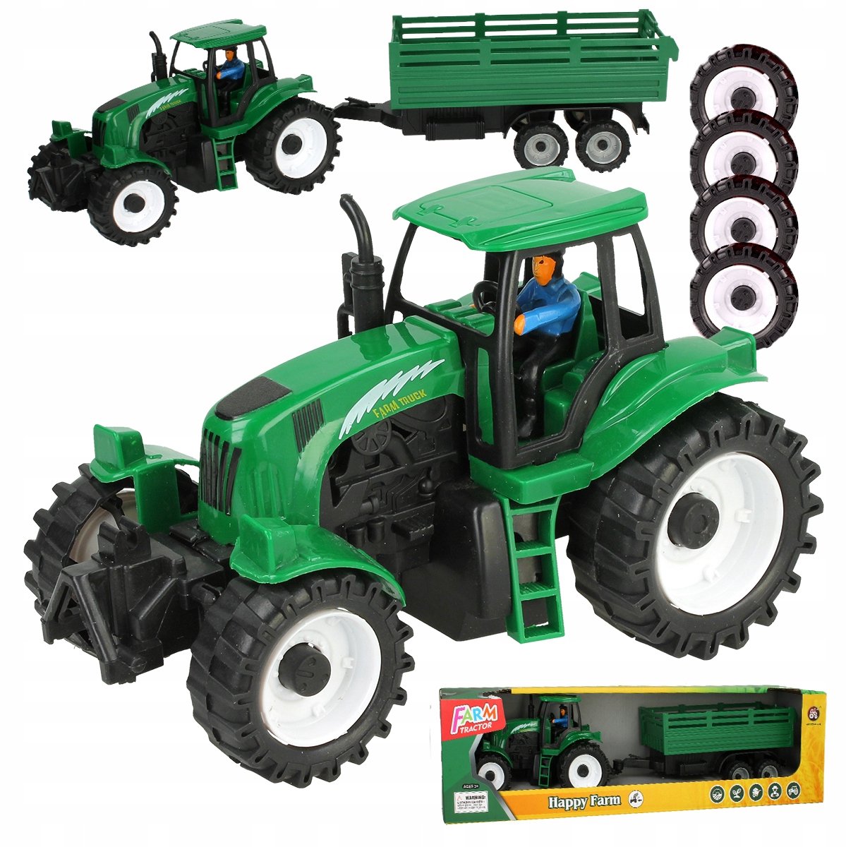 Grote Speelgoed Tractor met Aanhanger - 43cm - Frictie Aandrijving