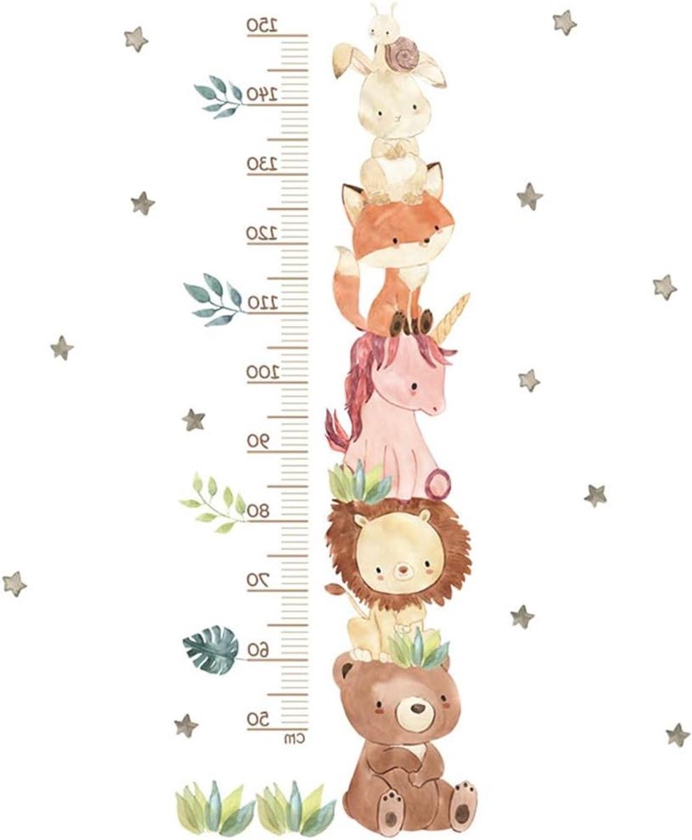 Provento - Groeimeter Sticker | Decoratieve Muur Sticker voor Kinderkamer | PVC Liniaal Sticker met Cartoon Dieren Design | Hoogte Meting van 60 tot 160 cm | Opknoping Groeihoogte Banner | Geschikt voor Slaapkamer en Speelkamer