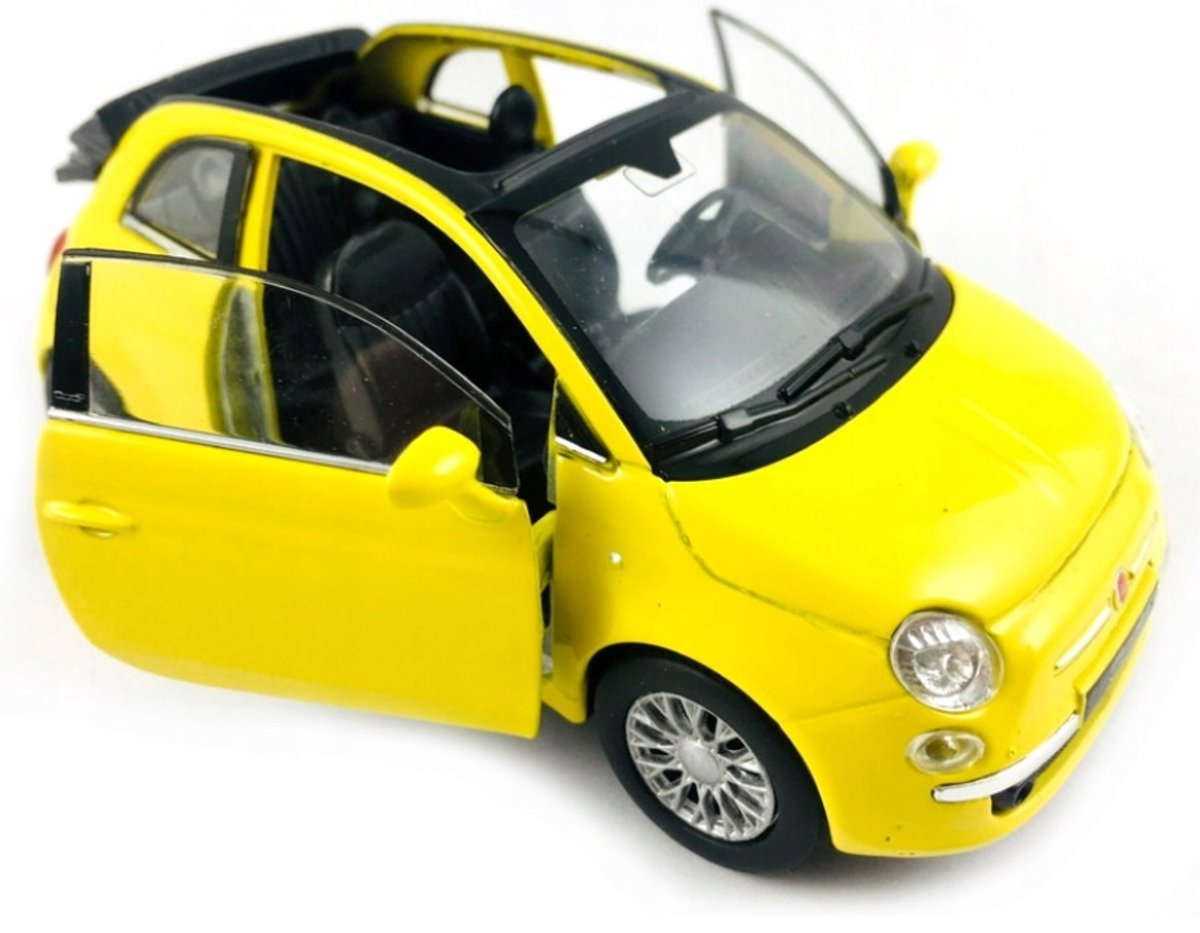 Welly Fiat 500C Modelauto Schaal 1:34 Geel Metaal