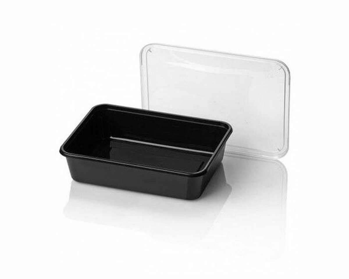 Magnetronbak 650ml - prepmeal - maaltijdbak - 100stuks + deksel - ZWART - IMES