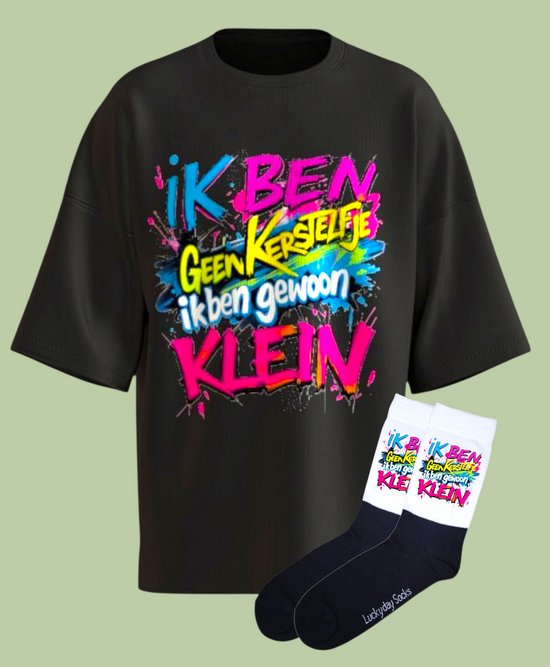 Kerst Elfje - Kerstshirt - Kerstcadeau - Foute kerst trui - Kerst tshirt - Gift set met kerstsokken - Grappige kerstkleding - Kerst shirt voor man en vrouw - Kerst shirt voor dames en heren - LuckyDaySocks - Maat M