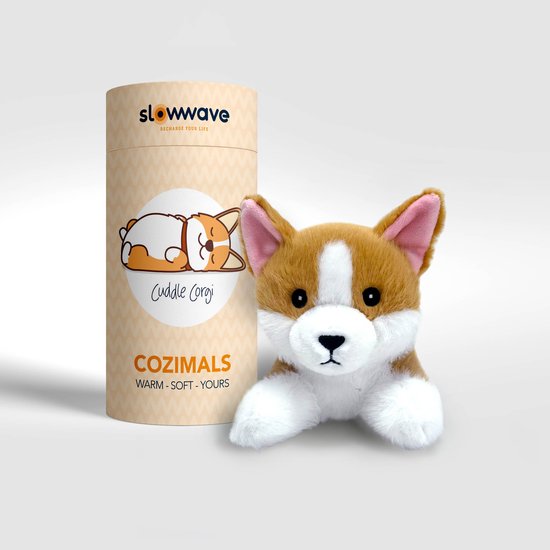 Slowwave Cozimals Cuddle Corgi - Verwarmingsknuffel - Magnetron knuffel - Warmteknuffel - Met lijnzaad en lavendel - Rustgevend - Ontprikkelend - CE gecertificeerd - Super zacht & premium verwarmbare knuffel
