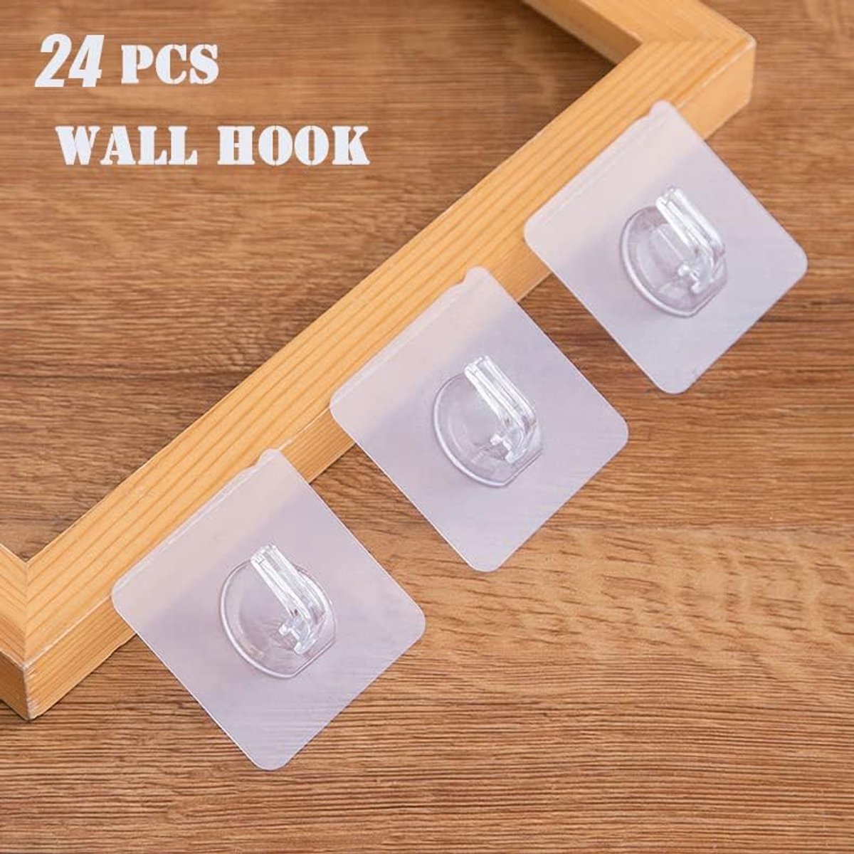 Famanu - Transparante multifunctionele wandhaken, 24 stuks, waterdicht, zelfklevend, met schraper