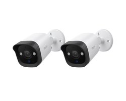 eufy Security PoE Bullet CCTV Camera E40 Add-On 2-pack, Wired Outdoor Surveillance, 4K UHD, 122° FOV, F1.6 Color Night Vision, 24/7 Recording, Person/Vehicle/Pet AI Detection, Red & Blue Lights, IP67