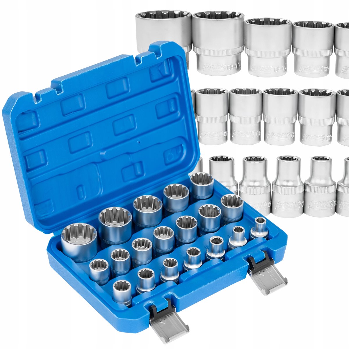 19-delige doppenset 1/2" 12-zijdig, 8-32mm