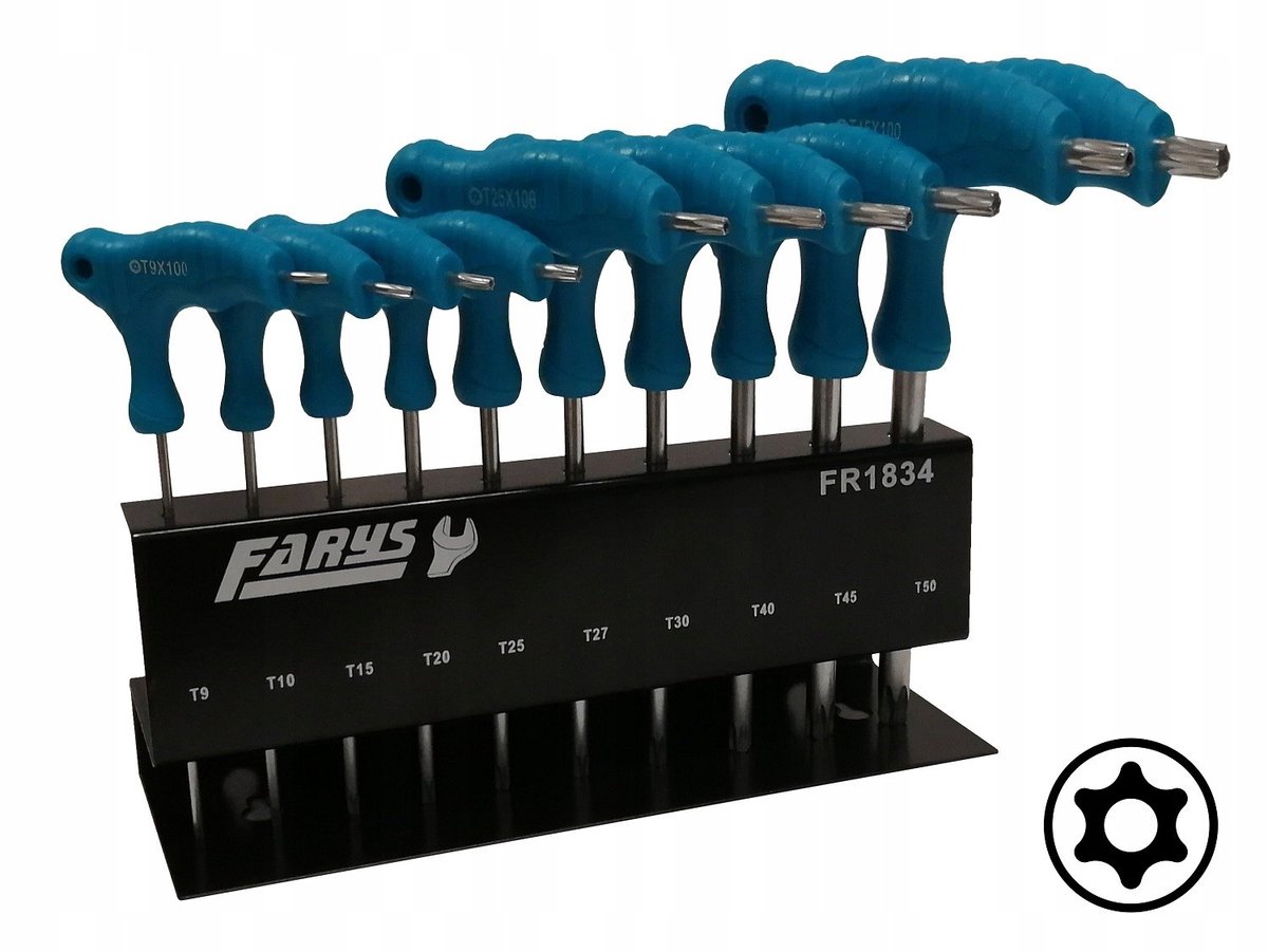 Farys Torx Schroevendraaierset T9-T50 FR1834 - 10 Delig