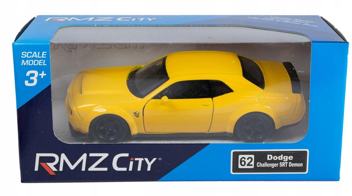 RMZ 5 Dodge Challenger SRT Demon Geel - Metalen Speelgoedauto 1:32