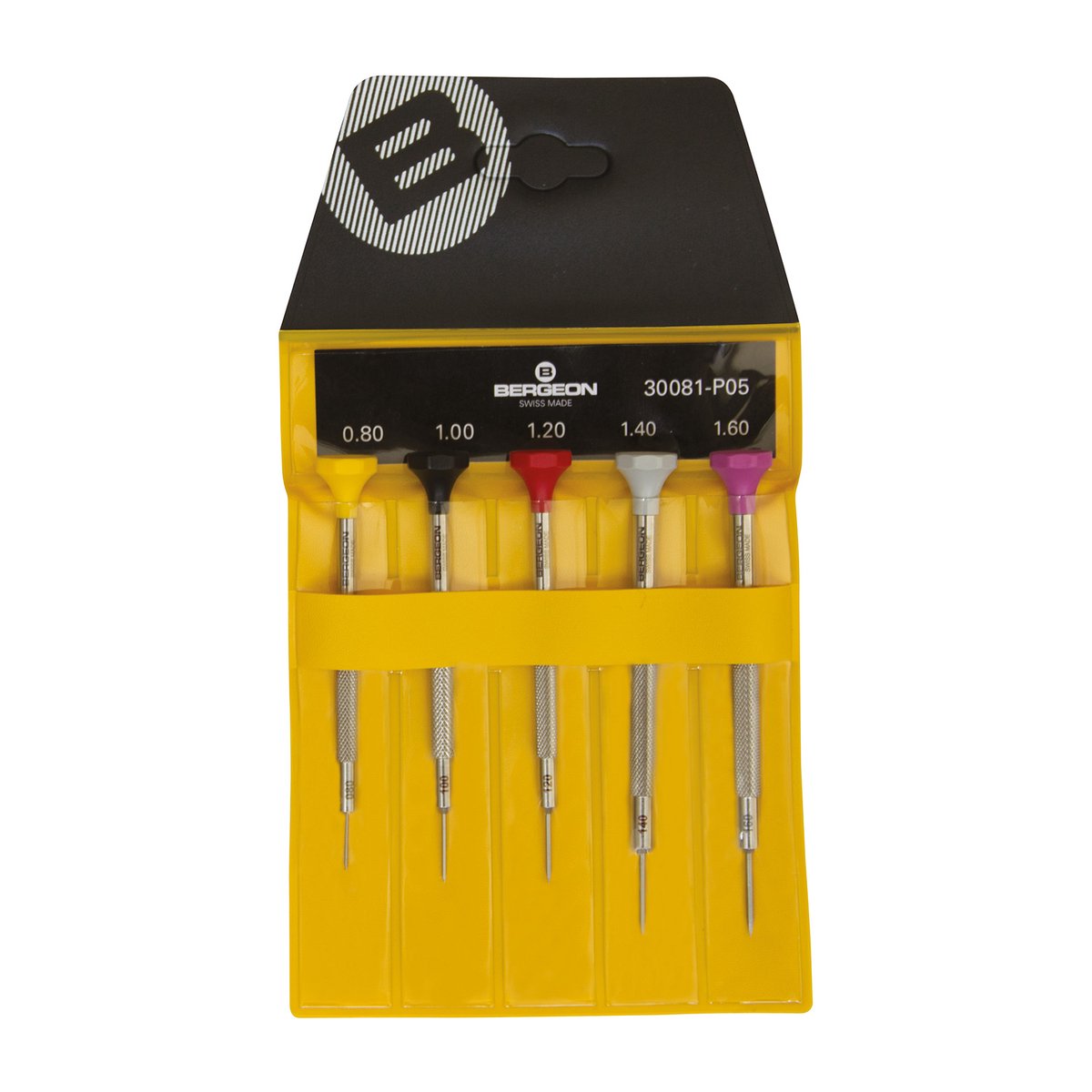 BERGEON schroevendraaierset - 5-delig - roestvrij staal - ergonomisch - SWISS MADE