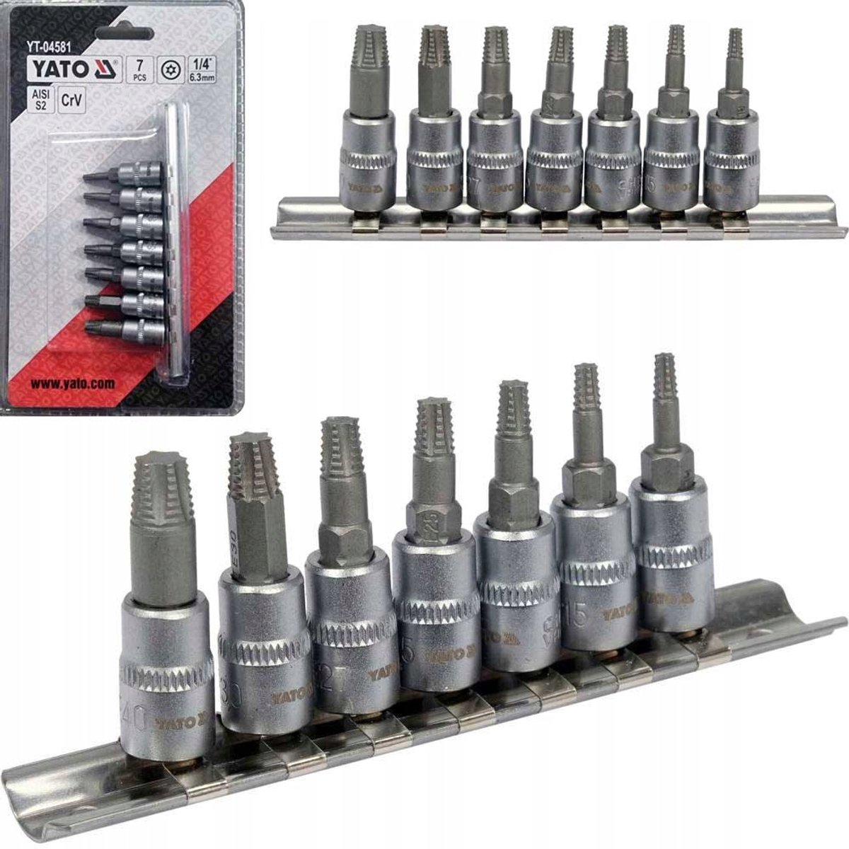 Yato Bitset voor Beschadigde Torx Schroeven - 7 Delig