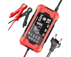 Omslag van EAFC Acculader -Accu Druppellader - 12V/10A - Reparatiemodus - Druppellader - Accu Lader voor Auto / Motor / Scooter / Boot / Camper - Rood