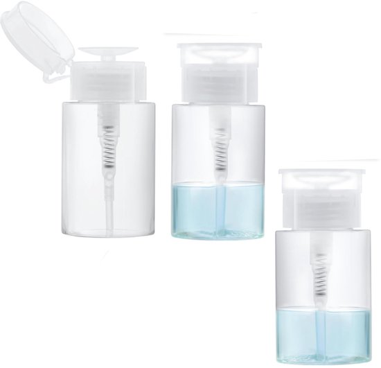 Pomp Dispenser Fles, 150 ml Lege Fles Vloeibare Container Glas Alcohol Drukken Reizen Fles voor Nail Art Gereedschap Polish Remover & Essentiële Oliën