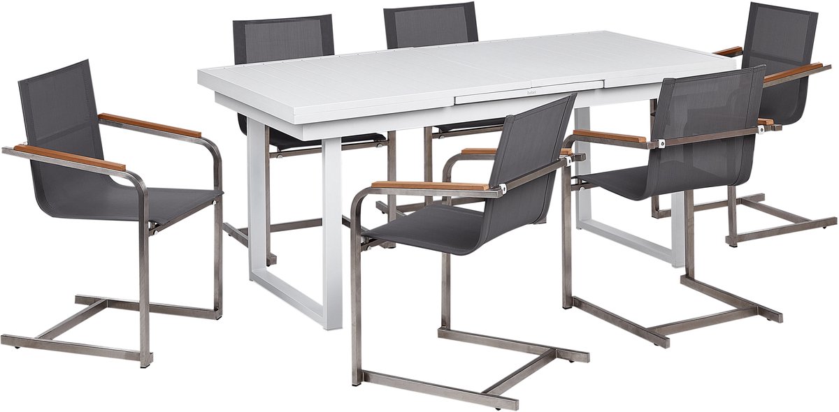 VALCANETTO/COSOLETO - 6-zits Tuinset - Wit/Grijs - Aluminium