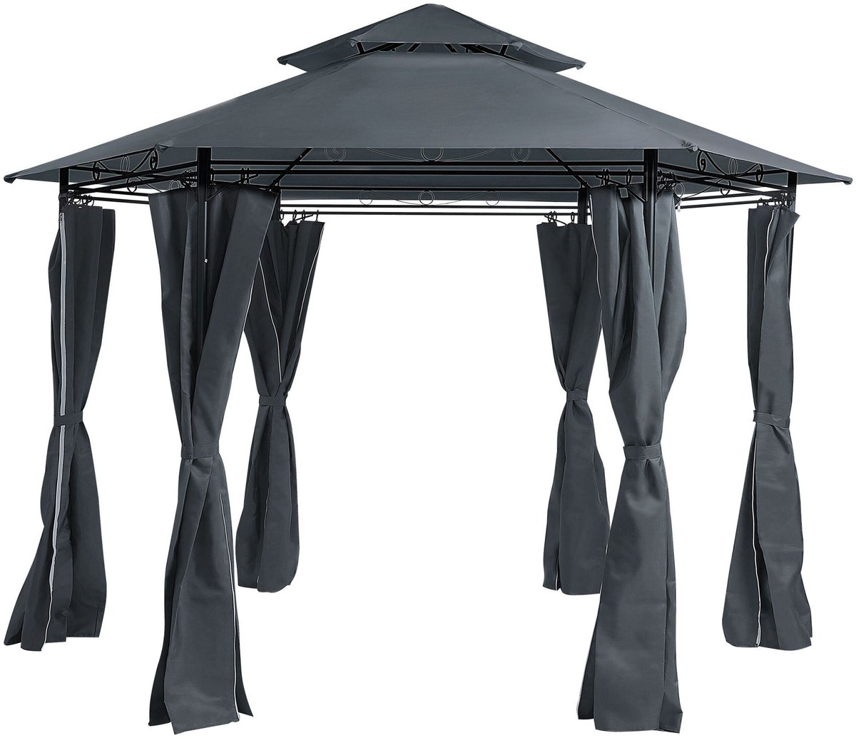Beliani PORTEL - Tuinpaviljoen - Grijs - Staal
