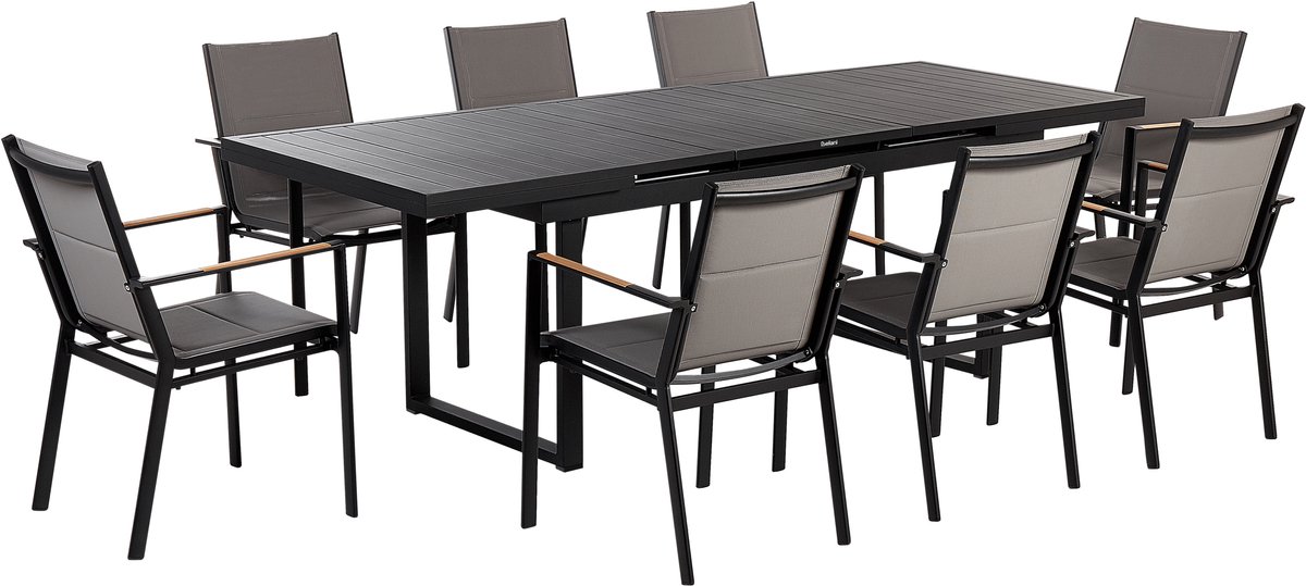 VALCANETTO/BUSSETO - Tuinset voor 8 - Zwart - Aluminium