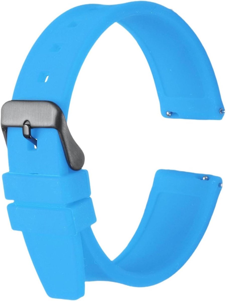Siliconen horlogebandje 18 mm snelwissel flexibel zacht rubber roestvrijstalen sluiting reservearmband lichtblauw.