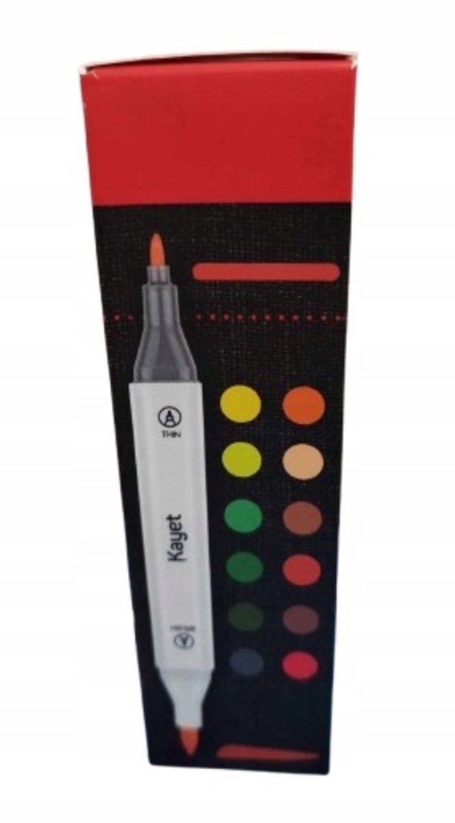 Kayet dubbelzijdige markers, 12 kleuren, penseel en klassiek